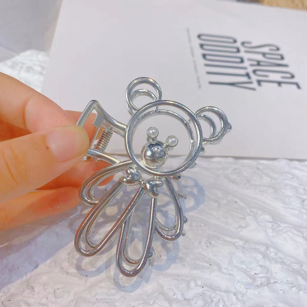 Molletta per capelli orso in metallo traforato accessorio donna_voghion.com