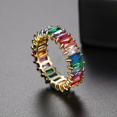 5mm Baguette Regenbogen Zirkon Ring Frauen Mode Engagement Hochzeit Band Charme Finger Schmuck_voghion.com
