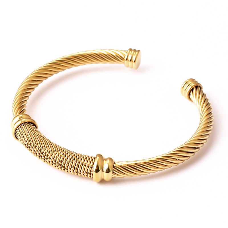 Luxury Stackable Wire Rope Bangle Cuff For Women Wedding wedding Party open Bracelet_voghion.com