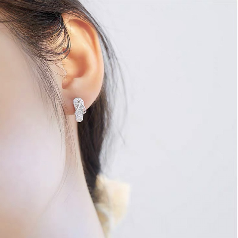 Full Rhinestone Slippers Stud Earring for Women Party Mini Shoes Earring Statement Jewellery_voghion.com