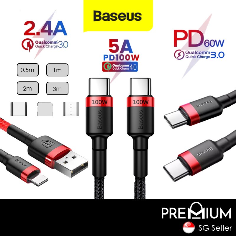 BASEUS CAFULE PD fast Charging Charge Cable compatible Type C Micro USB iP