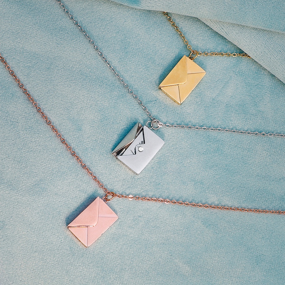 Envelope Locket Necklace Titanium Steel Love Message Pendant_voghion.com