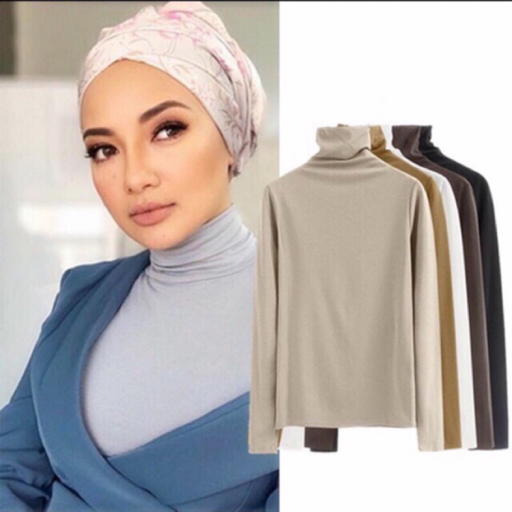 STOCK!!!Muslimah Turtleneck Inner Women Baju Blouse High Neck Long ...