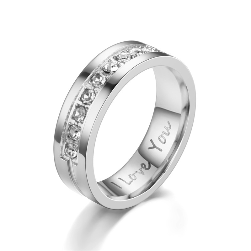 Anello di coppia con incisione e zircone in acciaio inox_voghion.com
