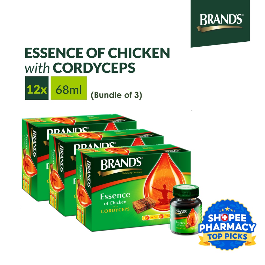 BRAND'S® Essence of Chicken with Cordyceps | 3 Packs x 12 Bottles x 68ml | Promote overall well-being [Bundle of 3]