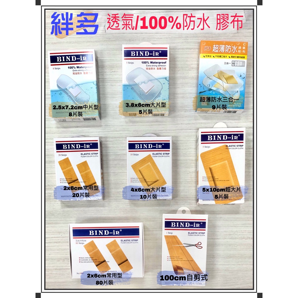 絆多 Bind-in 伸縮 透氣 防水 膠布 貼布 法國進口 多款尺寸 現貨供應