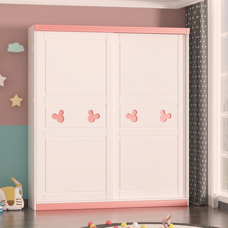 Wenweng Children's Wardrobe Home Bedroom Wooden Sliding Door Locker Simple Large Suitable for Small Family Rental Rooms Duv1 0DJ9 CKX2