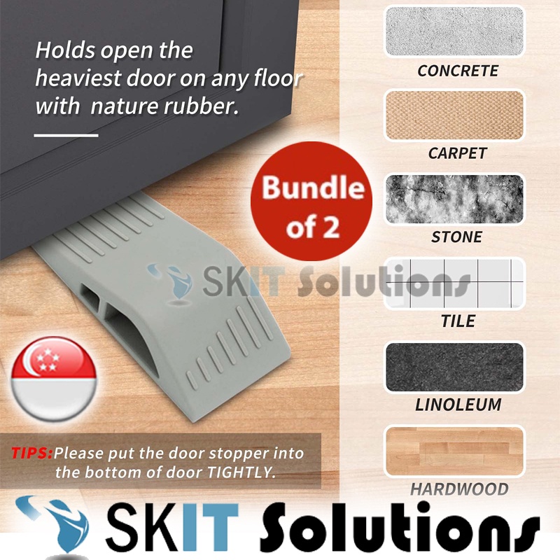 [SKIT SG] 2pc Premium Heavy Duty Door Stopper No Sliding Doorstop Rubber Door Stop Doorstoppers Wedge Storage Holder
