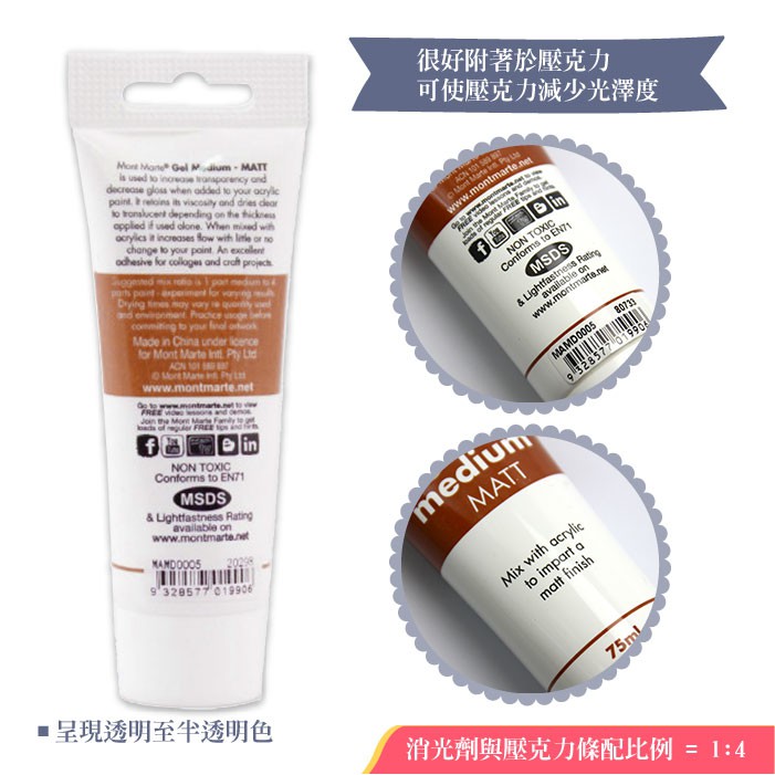 澳洲蒙瑪特壓克力媒介劑展示圖 2