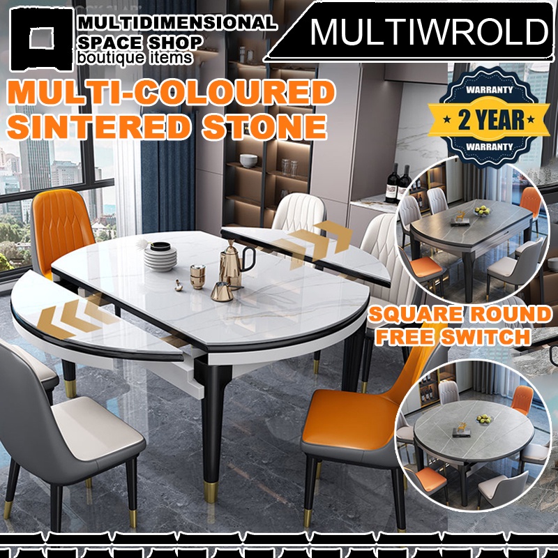 MU Sintered Stone Foldable Table  Stone Extendable Dining Table Stone Top Dining Table Set Round Table Folding Round Table