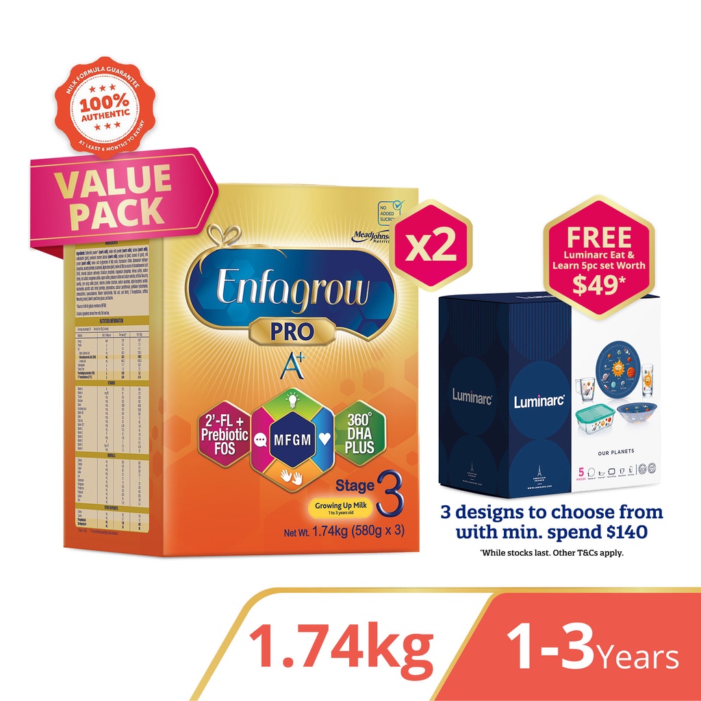 [Bundle of 2] Enfagrow Pro A+ Stage 3 1.74kg for Children (1-3Y) Value Pack