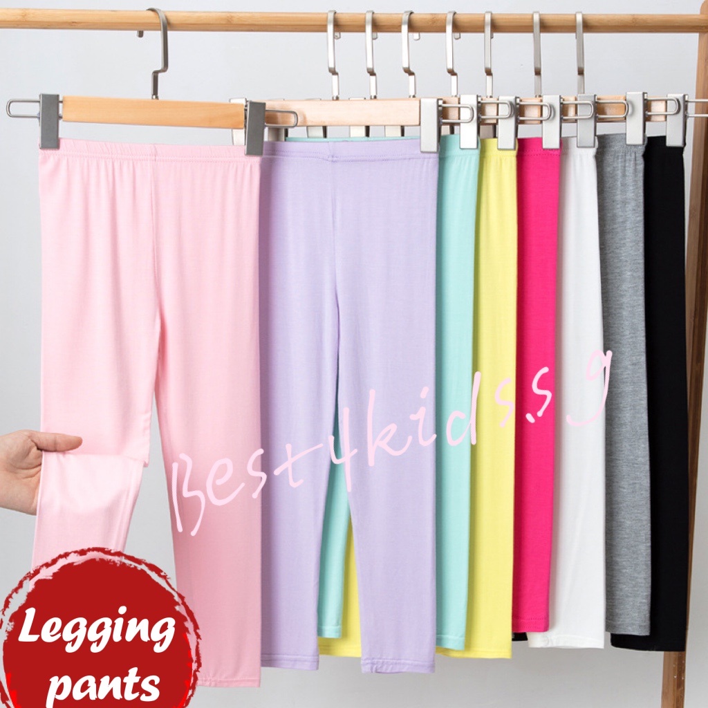 [SG LOCAL STOCK] Kids Toddle Girls Summer Modal Long Leggings Pants | Skinny Pants Ankle Length Breathable Comfortable