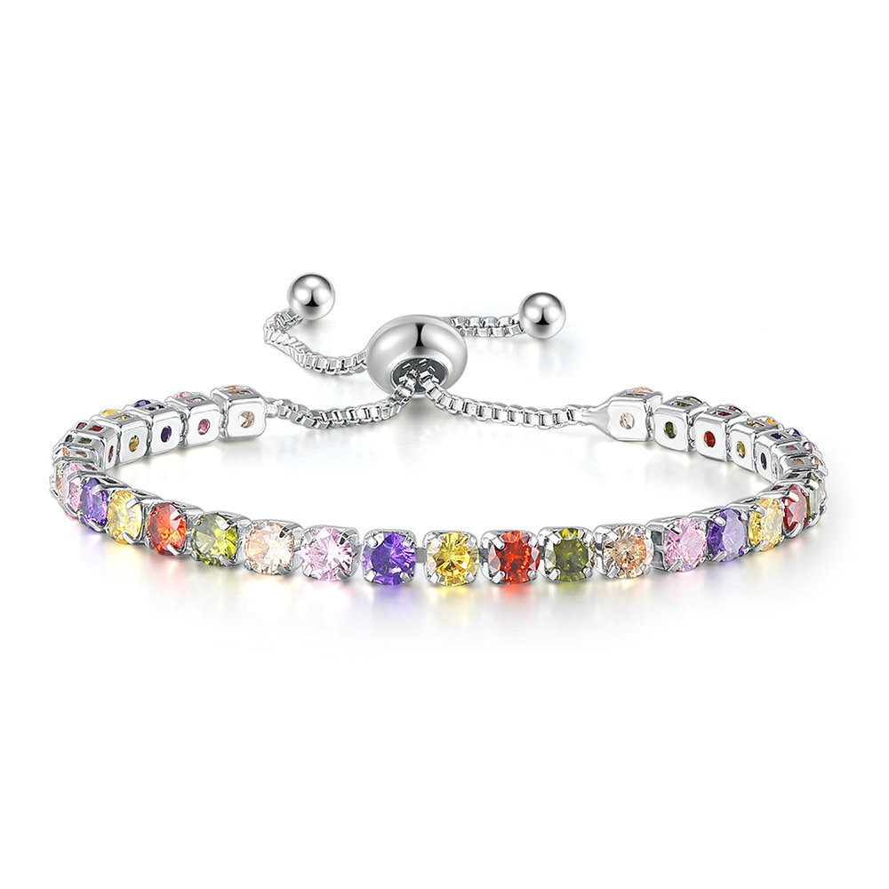 Adjustable Multicolor Tennis Bracelet For Women Wedding Jewelry_voghion.com