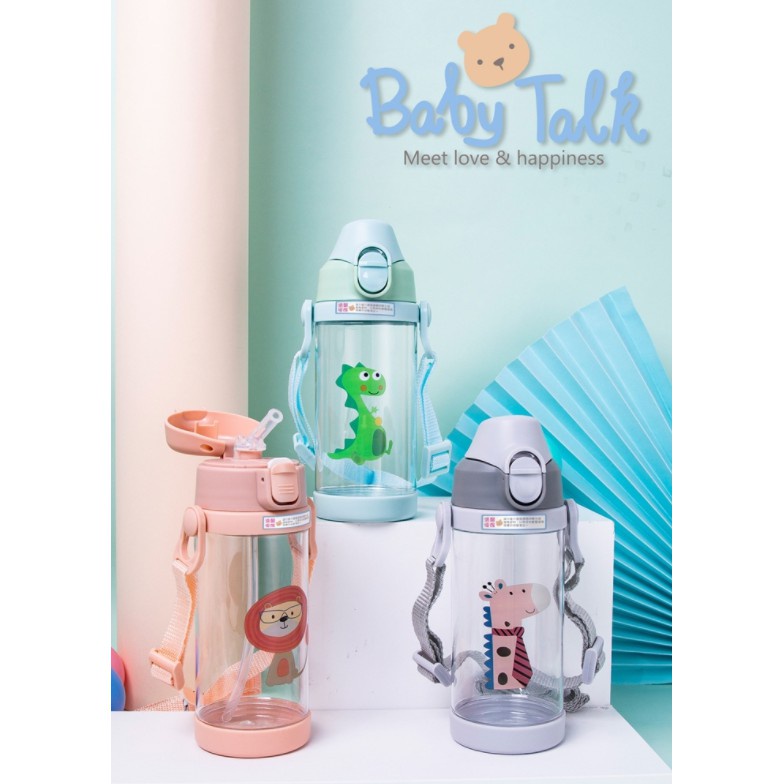 小小家 BABY TALK 吸管+直飲 tritan 兩用水杯 兒童水壺 彈跳吸管 附背帶 公司貨
