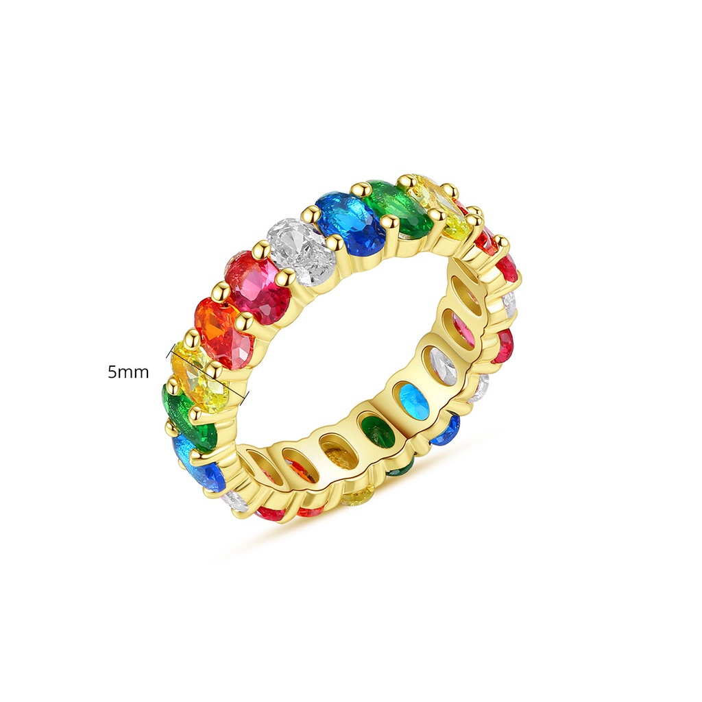 Anello da donna colorato in zircone intarsiato in rame, fedi nuziali con zirconi ovali da 5 mm_voghion.com