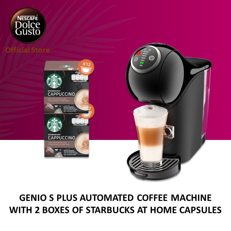NESCAFE Dolce Gusto Genio S Plus Automatic Coffee Machine With 2 Box Starbucks Capsules (Black)