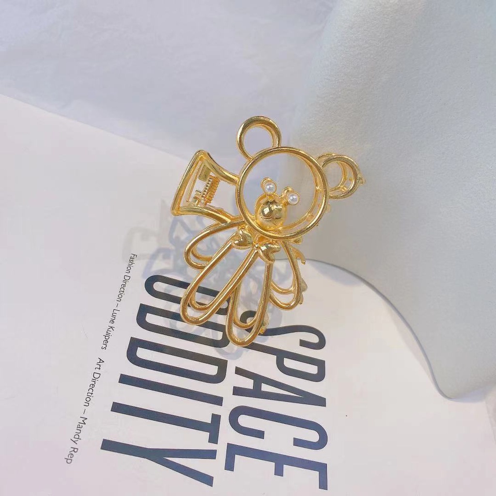 Molletta per capelli orso in metallo traforato accessorio donna_voghion.com