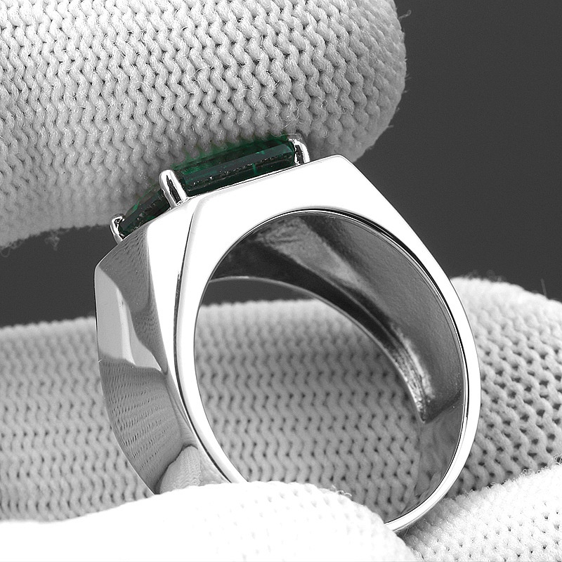 Offener Ring mit Zirkonimitat für Herren, Weißgold vergoldet, Schmuck, Ehering, größenverstellbar_voghion.com