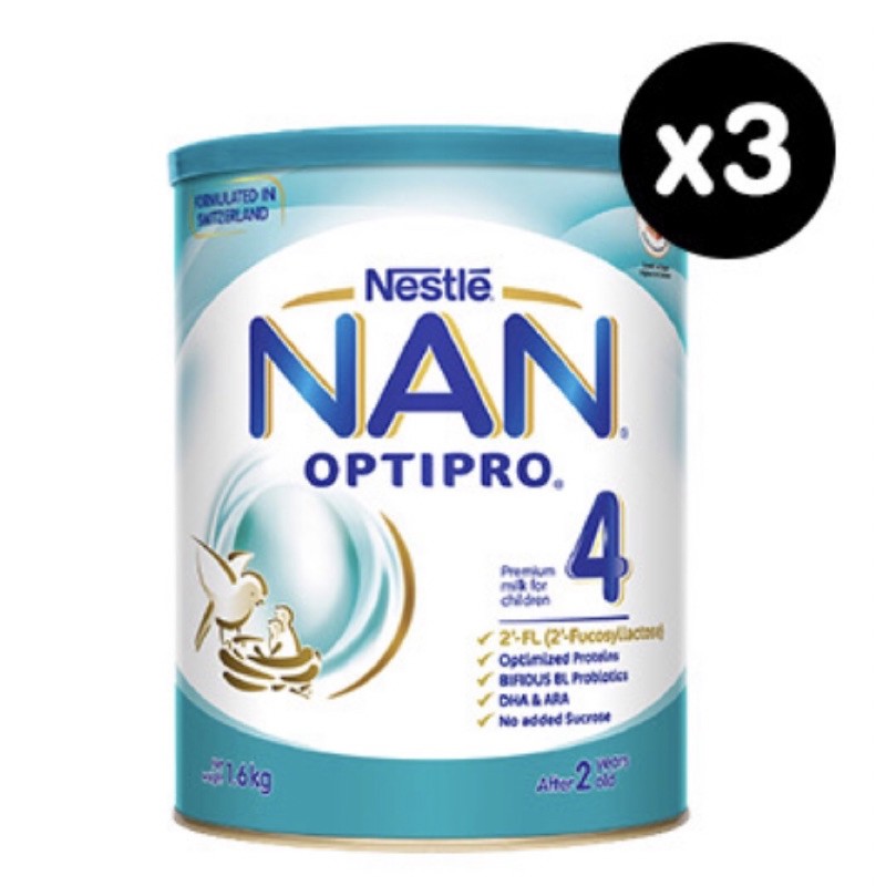 [free delivery Nan 4] Nestle Nan Optipro 4 X 3 tins of 1.6kg (made in Singapore)