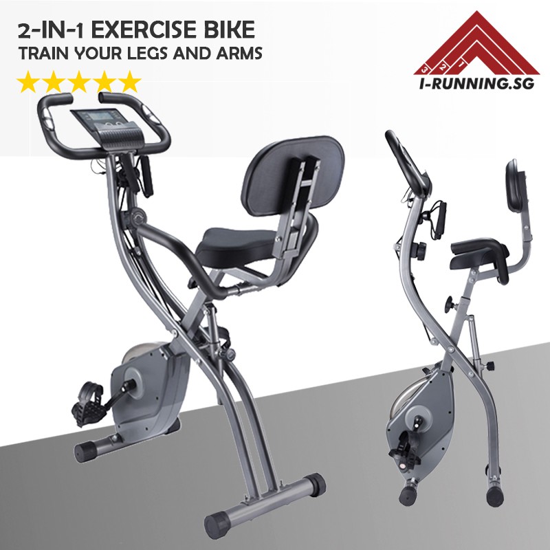 X3 2-in-1 Recumbent Stationary Exercise Bike (Grey) ★ Home Gym Exercise ★ Fitness Workout