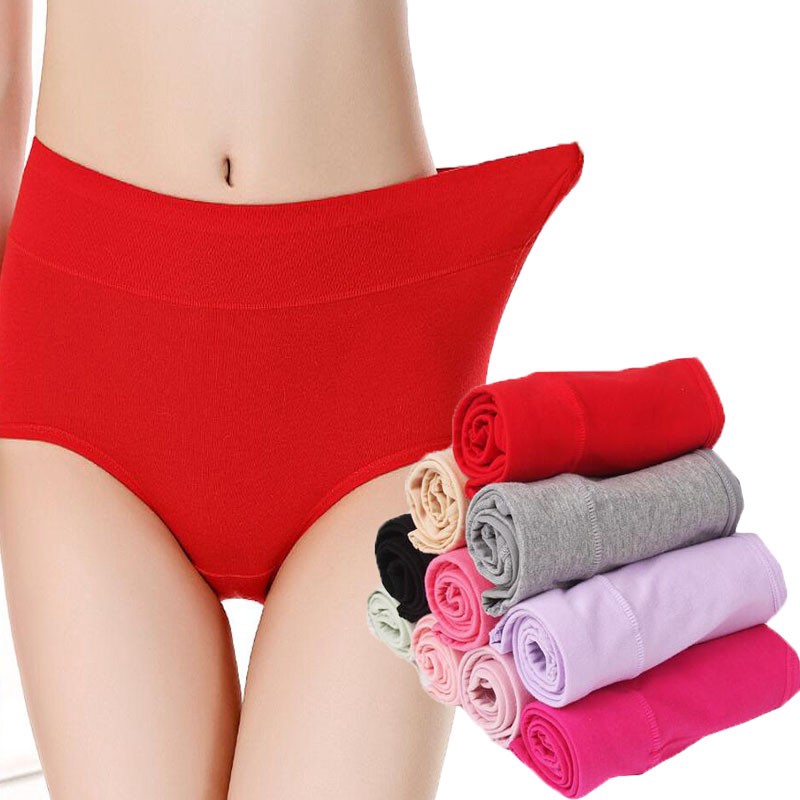 Soft Cotton Women Mid Waist Brief Panties Ladies Female Underwear Plus Size