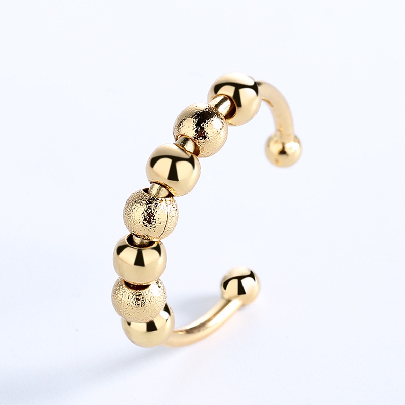 Rotierende Mikrobewegungsperlen Angstringe für Frauen Männer Verstellbarer nordischer Mode Retro geometrischer offener Ring_voghion.com