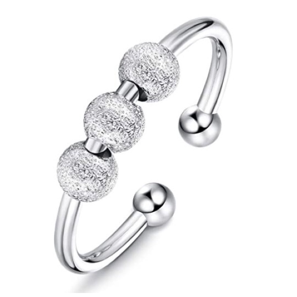 Matte Transfer Beads Ring Simple Anxiety Rotatable Open Rings Fashion Jewelry_voghion.com
