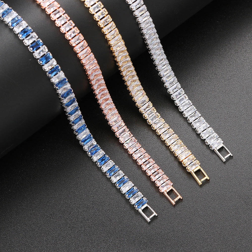 Bracciale tennis con zircone quadrato per gioielli da sposa_voghion.com
