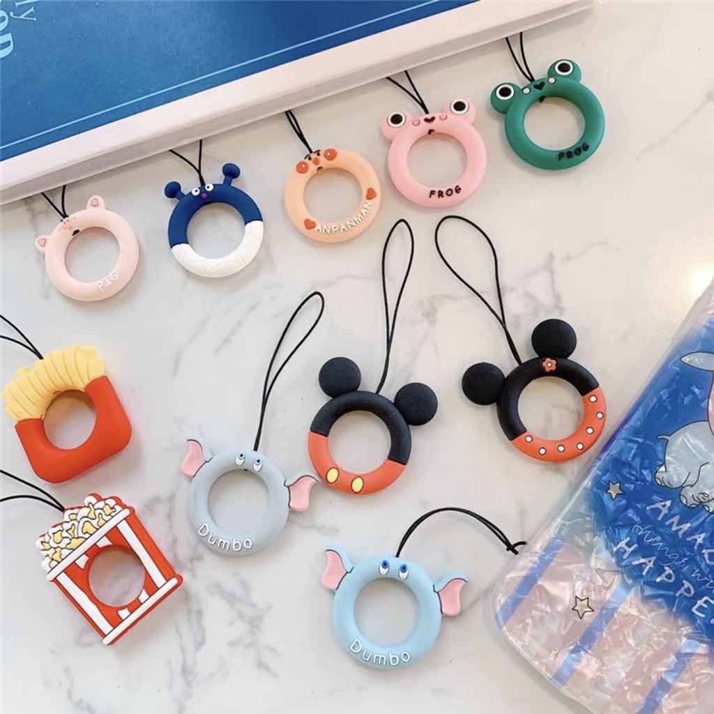 可愛韓國卡通手機掛繩 手機掛件 硅膠指環扣 防摔防丟