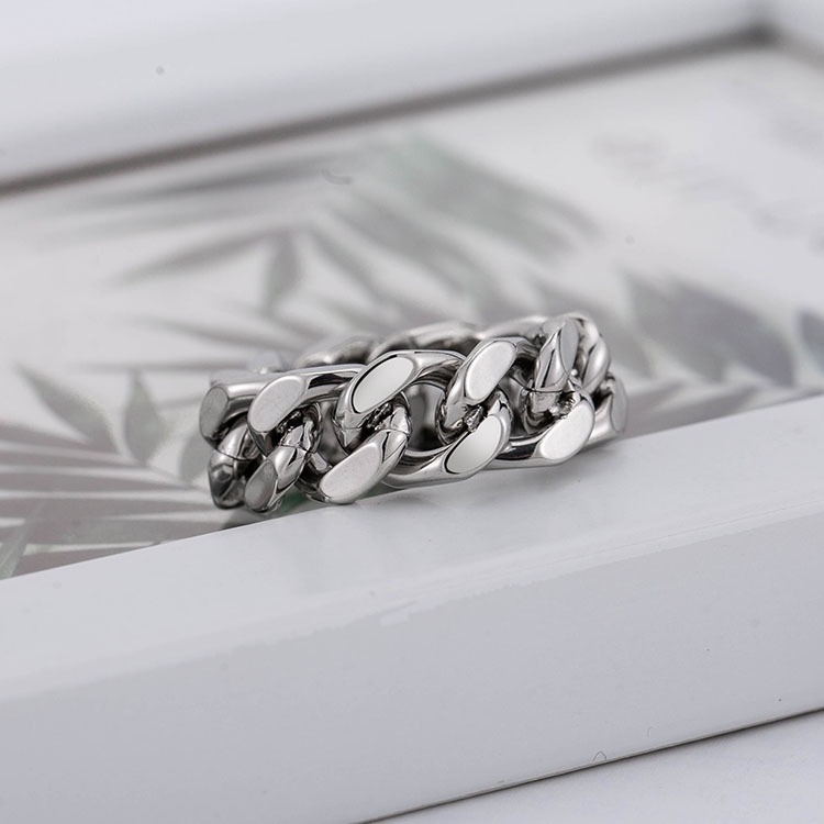 Anillo de cadena de acero inoxidable estilo punk hip-hop_voghion.com