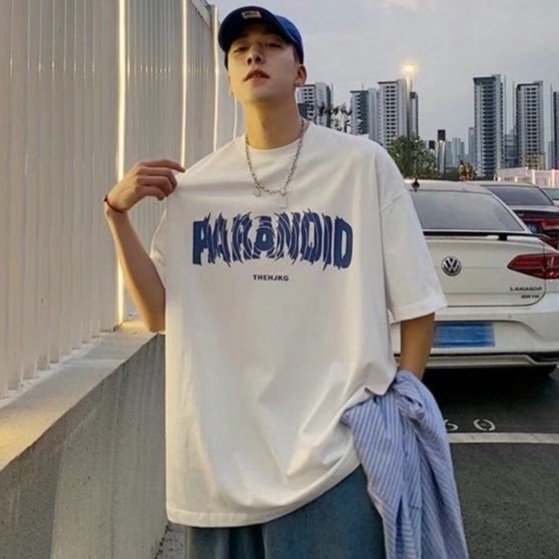 Couple Short T-Shirt Korean Letter Print Loose Large Size 3XL Drop Shoulder Casual Versatile Five-quarter Sleeve Short Sleeve Top【NLSKSE-2021】