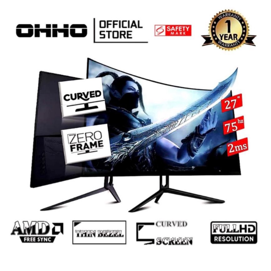 【READY STOCK】27inch OHHO Brand l Full HD 1920*1080 l 75hz l IPS LED Gaming Monitor l Flicker Free AMD Freesync
