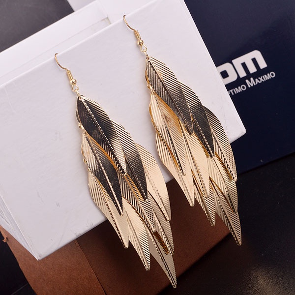Vintage Leaf Drop Earrings Willow Tassel Dangle Jewelry For Her_voghion.com