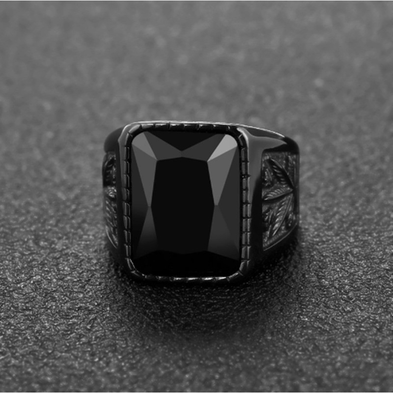 Anello da uomo alla moda quadrato nero rosso con pietra Anello con sigillo retrò Rock Punk Accessori per gioielli maschili Regalo per fidanzato_voghion.com