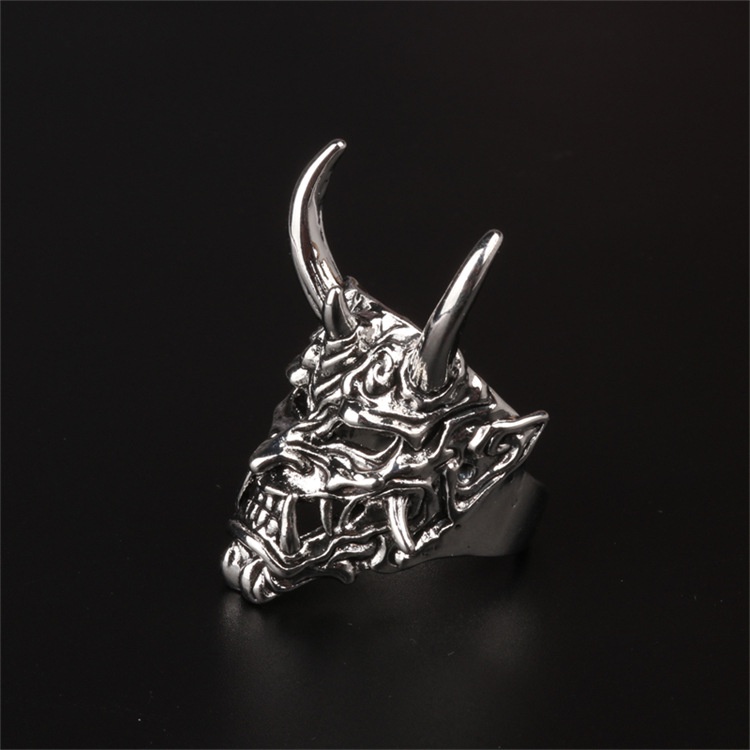 Prajna Devil Mask Ring Men Gothic Style Stainless Steel Band_voghion.com