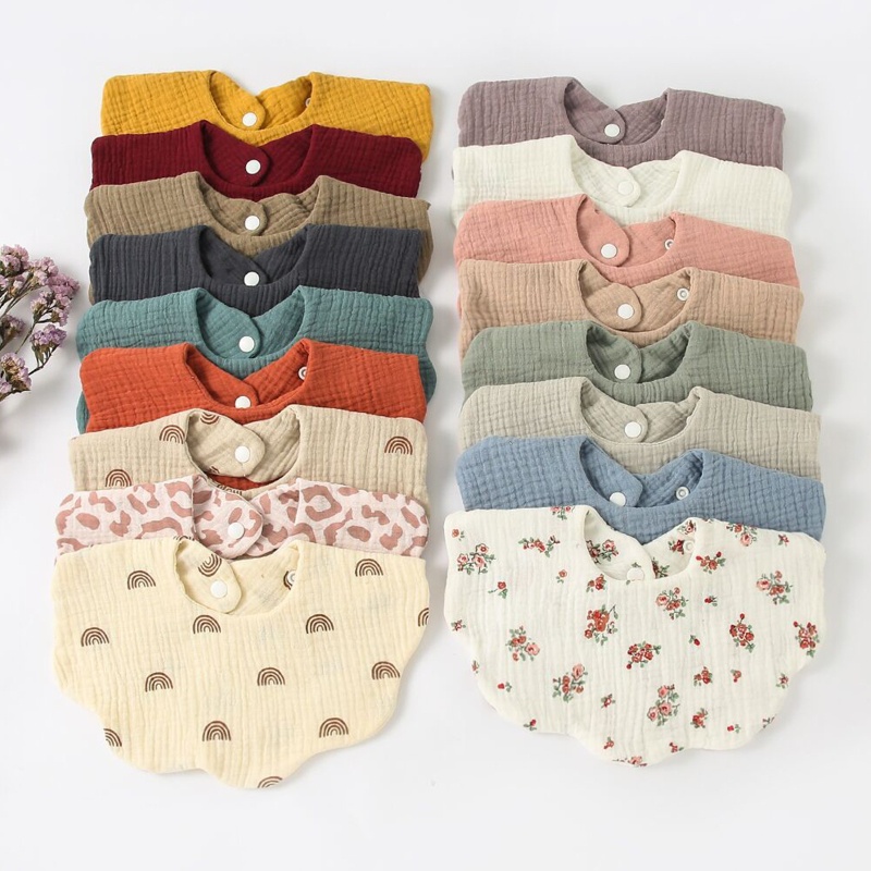Dudu Baby Wave Shape Feeding Bib Bandana Burp Cloth Scarf Printed Soft Pure Cotton Absorbent Saliva Towel Breathable Apr