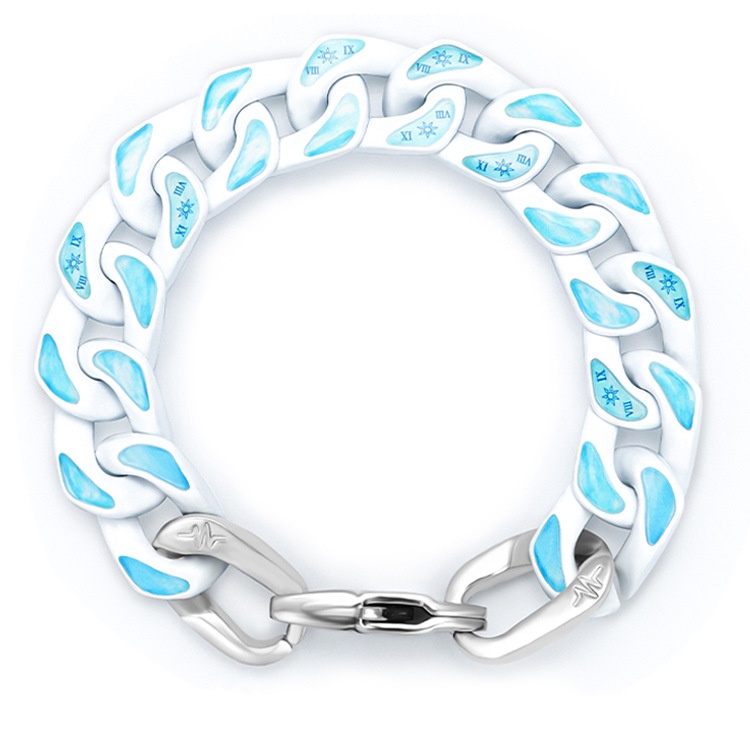 Cuban chain armband i rostfritt stål för par blå och vit_voghion.com
