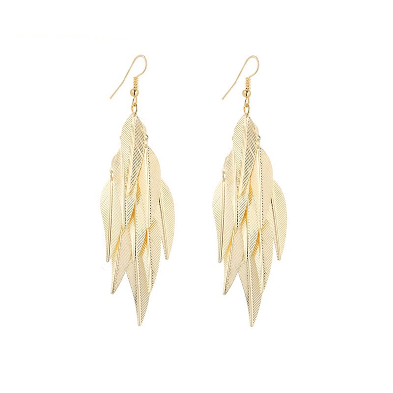 Vintage Leaf Drop Earrings Willow Tassel Dangle Jewelry For Her_voghion.com