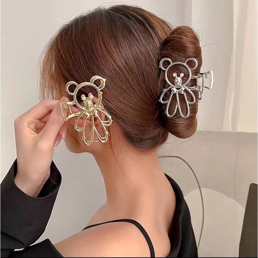 Molletta per capelli orso in metallo traforato accessorio donna_voghion.com