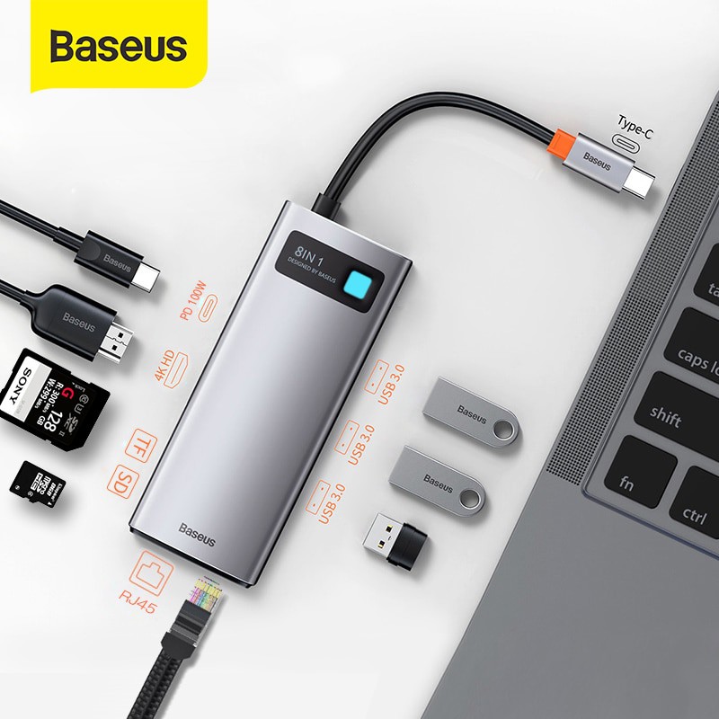 Baseus Type-C DOCKING HUB Multi-Ports | HDMI | USB 3.0 | 1000Mbps Ethernet LAN | PD 100W