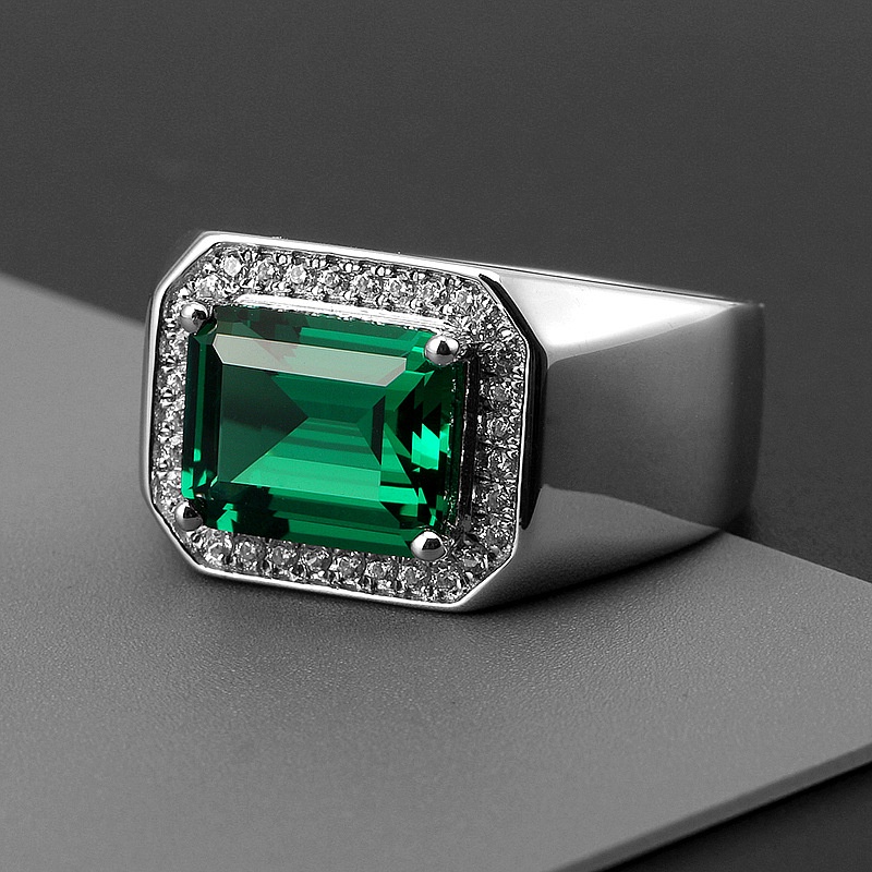 Offener Ring mit Zirkonimitat für Herren, Weißgold vergoldet, Schmuck, Ehering, größenverstellbar_voghion.com