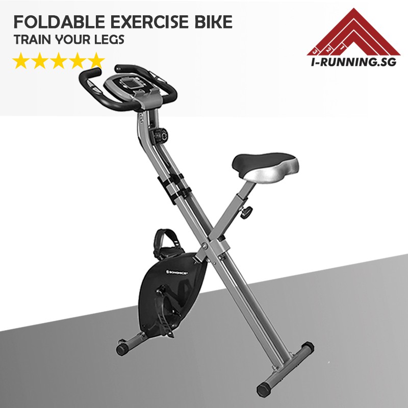 X1E Foldable Stationary Exercise Bike (Grey) ★ Home Gym Exercise ★ Fitness Workout