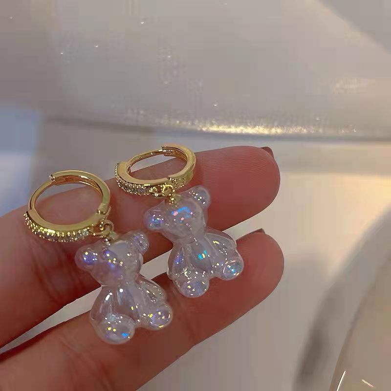 Teddybär Ohrhänger Acryl Creolen Modeschmuck_voghion.com