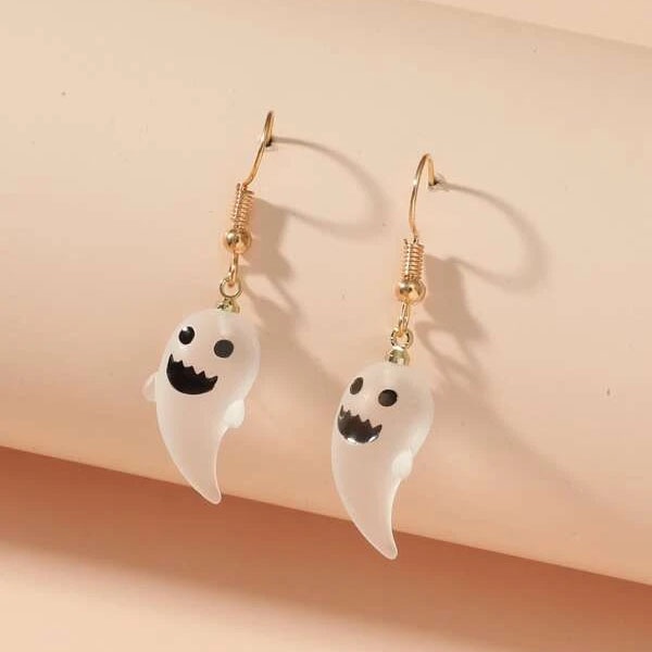 Orecchini pendenti fantasma in resina di Halloween, graziosi accessori per gioielli, orecchini con gancio per feste_voghion.com