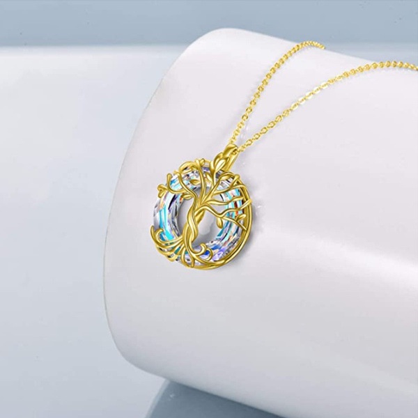 Halskette mit Stammbaum des Lebens, runder Regenbogen-Kristall-Anhänger, Geburtstagsgeschenk für Frauen, Mädchen, Freunde, Mutter_voghion.com