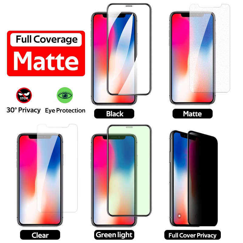 Screen Protector Tempered Glass Compatible For iPhone 14 13 12 11 Pro Max Mini Xr X Xs Max Plus HD Matte Privacy Anti Blue Light