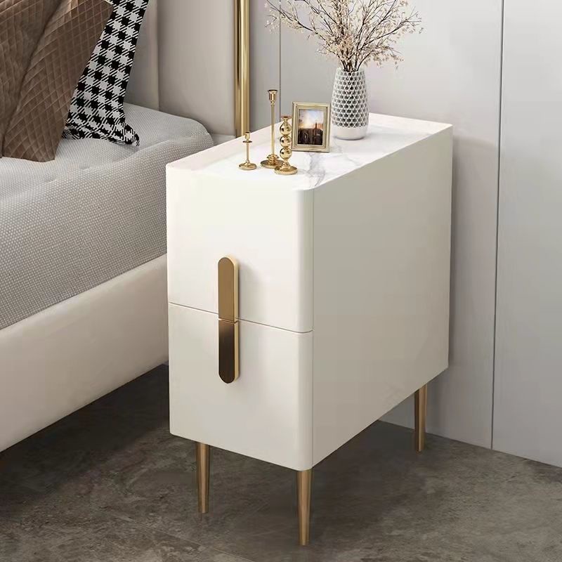 Bedside Table Light Luxury Ultra-narrow Storage Cabinet Solid Wood Slate Storage Cabinet