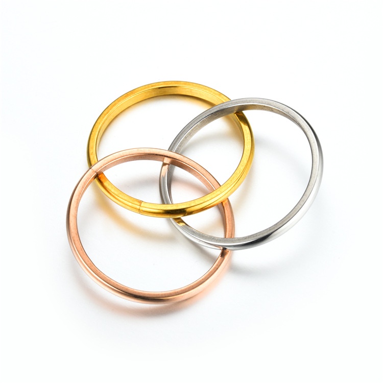 Ensemble de bagues classiques 3 rondes pour femmes, en acier inoxydable, bague de fiançailles, empilable, bijoux de doigt féminin_voghion.com