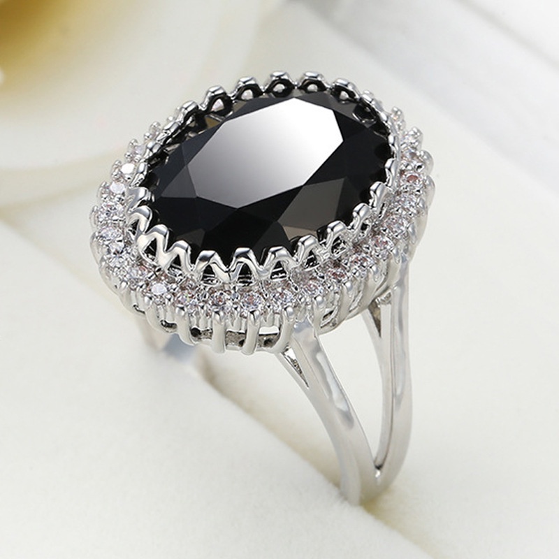 Fede nuziale vintage femminile Fedi nuziali in argento tondo nero con micro pavé di zirconi per donna_voghion.com