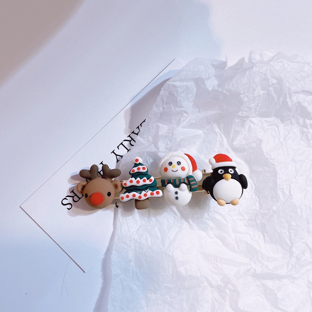 Arbre de noël enfants cheveux accessoires enfant fille mignon dessin animé bonhomme de neige Elk pince à cheveux_voghion.com